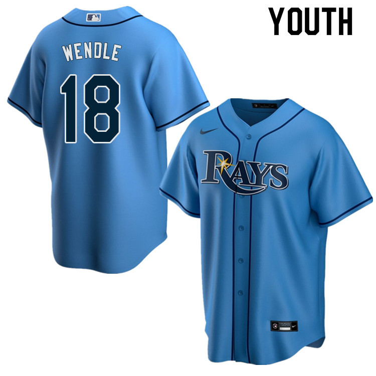 Nike Youth #18 Joey Wendle Tampa Bay Rays Baseball Jerseys Sale-Light Blue
